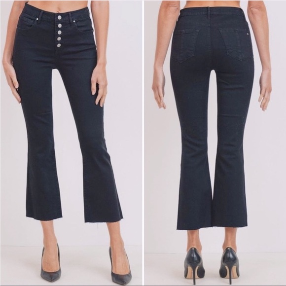 Tricot High Waist Crop Flare Jeans - Picture 1 of 9